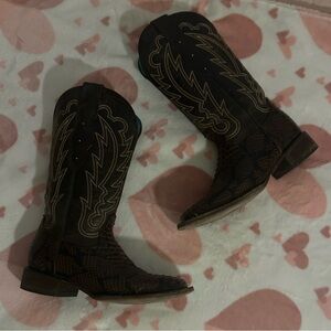 Brown python western boots
